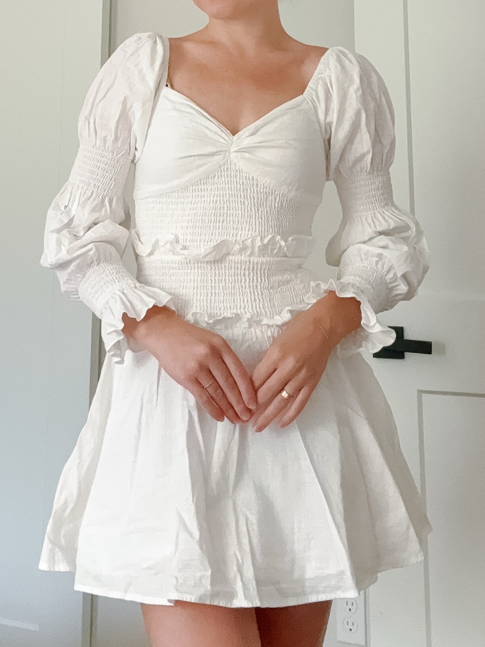 Sabo Skirt White Smocked Mini Dress - Picture 6 of 7